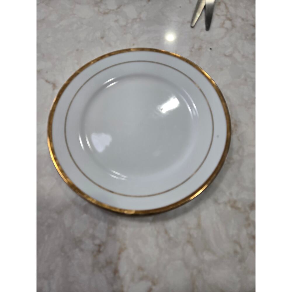 2 Vintage Jingdazhen Gold trimmed Dessert Butter Dishes 7" Wide Replacement
